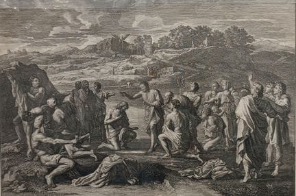 D'après Nicolas Poussin, 
Le Baptême
Gravée par Be