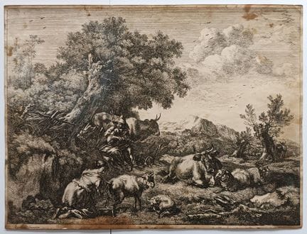D'après Berghem
Scène pastoral.
Eau-forte.
22.5 x 