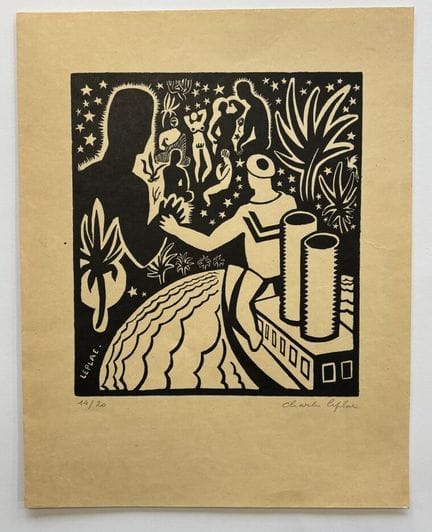 查尔斯·勒普莱（1903-1961）
美军登陆
木版画，印于日本纸上。
署名并编号。
27.8 x 