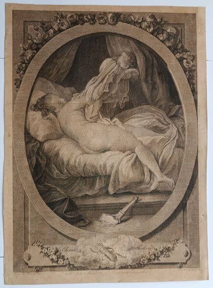 D'après Fragonard, 
La chemise enlevée.
Eau-forte.