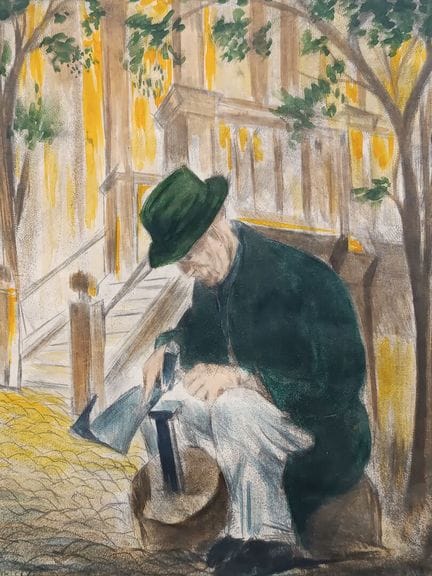 Béla Sziklay (1911-1981),
L'aiguiseur.
Eau-forte e