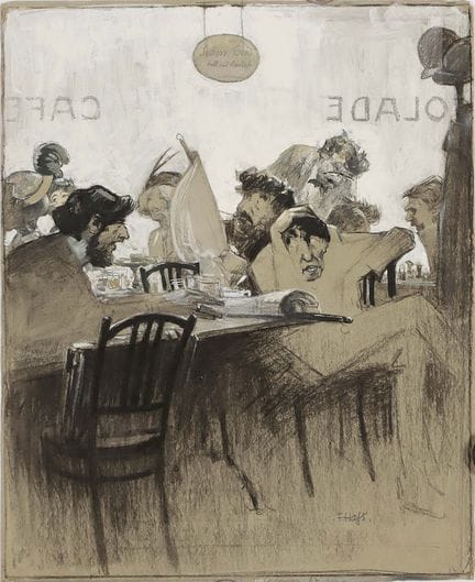 弗里茨·哈斯_x001D_ 海利根贝伊尔 1864 - 1930 卢加诺 《在咖啡馆里》。为《梅根多