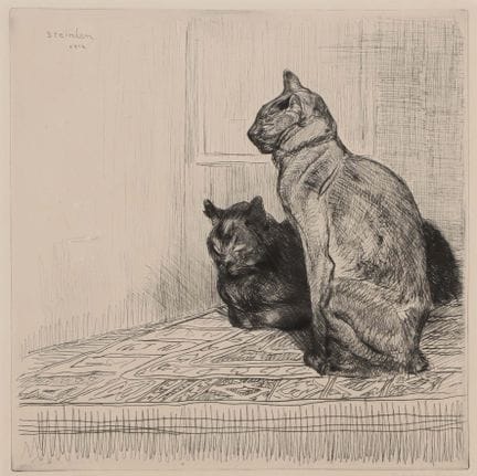 泰奥菲尔·亚历山大·斯坦伦_x001D_ 洛桑 1859 — 1923 巴黎 “两只猫”。1914年