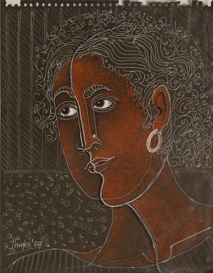 Jhupu ADHIKARI (pintor indio, 1927-2013).
Cabeza d