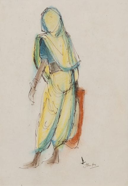 Jhupu ADHIKARI (indischer Maler, 1927–2013).
Frau 