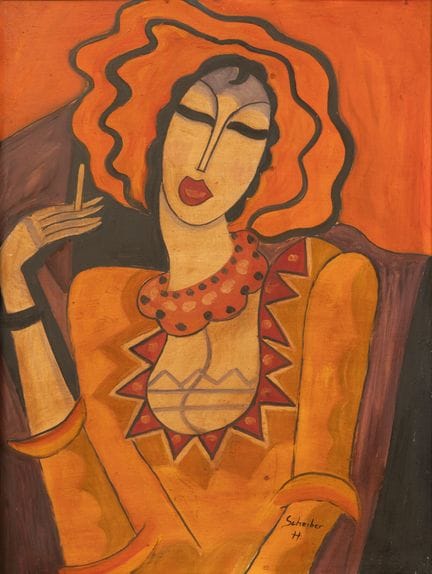 Hugo SCHEIBER (1873-1950).
La elegante con el ciga