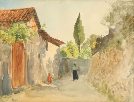 Alexis MOSSA (1844-1926). 
Camino con un árbol, un