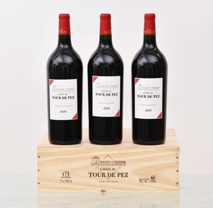 2019年份TOUR DE PEZ酒庄红葡萄酒，圣埃斯泰夫CB，12瓶大瓶装，原装木箱