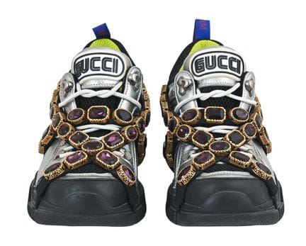 GUCCI X SEGA FLASHTREK 厚底运动鞋
配有饰有彩色水晶的可拆卸松紧带。尺码：
