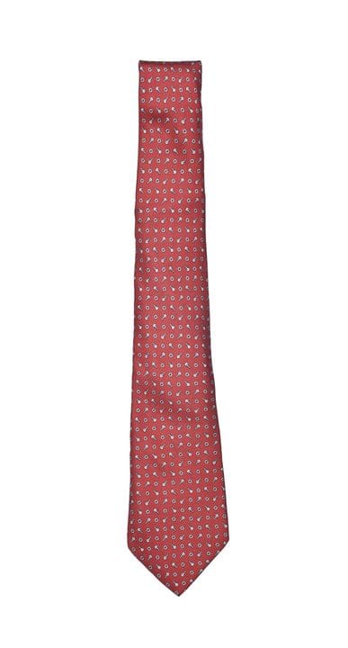 HERMES TIE
Geometric shapes on a red background.