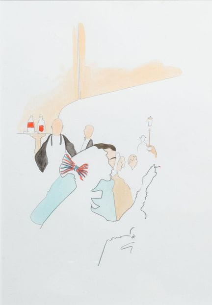 René GRUAU (1909-2004)
Borrador de menú 
Tinta sob