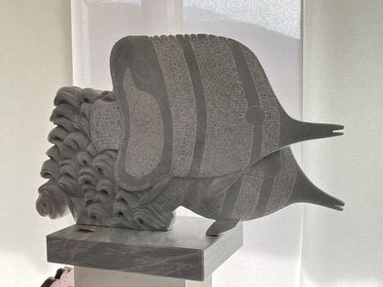 SOMAZZI
Fish
Carved gray marble 
Height: 52 cm - W