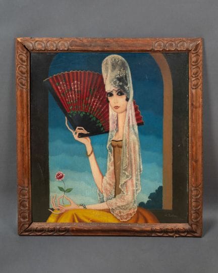 查尔斯·罗谢·德·热里涅（1890-1962）
《西班牙女子》
纸板油画，右下角有签名
高 64 厘