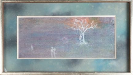 Ecole MODERNE 
Le pendu 
Huile sur toile 
H. 13 cm