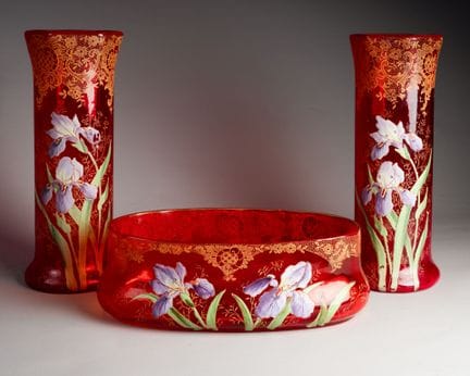 Attributed to LEGRAS
TWO VASES and a PLANTER with 