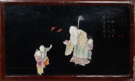 CHINE - XIXème siècle 
Shou Lao et enfants 
Marque