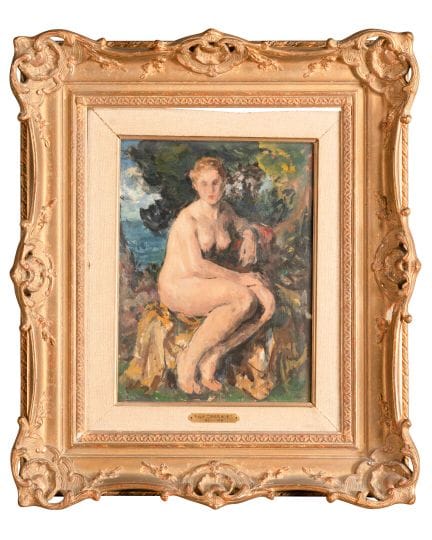 Paul CHARAVEL (1877-1961)
Nu assis 
Huile sur cart