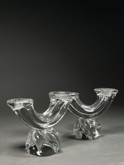 DAUM - FRANCE
Pair of two-armed candlesticks with 