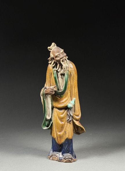 CHINE - XIXe siècle 
Lettré à la calebasse 
Grès e