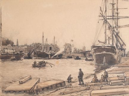 Ecole du début du XXe siècle
Port d'Honfleur 
Encr