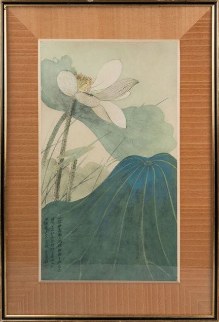 JAPON - début XXème 
Estampe à décor de lotus et d