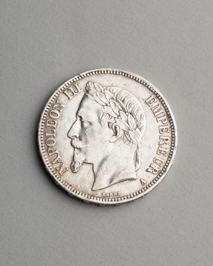 1 COIN, 5 francs, 1867 
Silver 
Net weight 14 g
