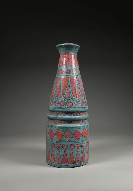 Large CANDLEHOLDER with polychrome geometric decor