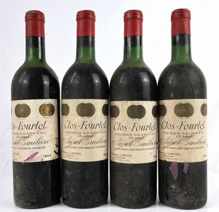 4瓶 CLOS FOURTET 1964 年圣埃米利永一级GCC（酒液液位不一，标签有划痕、污渍，不