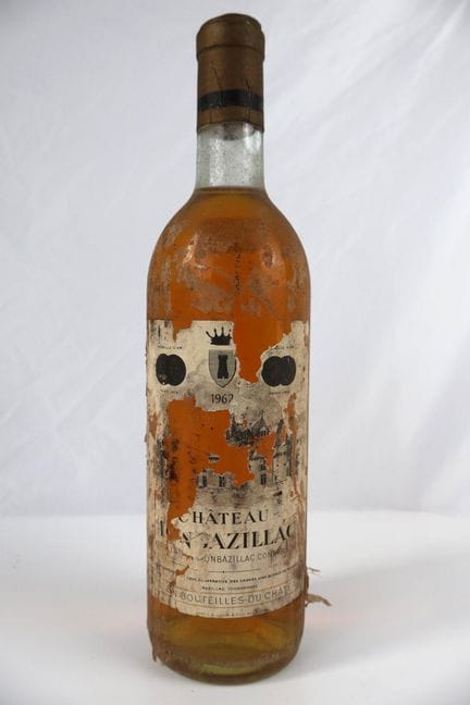 1瓶 1962年蒙巴齐拉克酒庄（蒙巴齐拉克）葡萄酒（酒液液位较低，酒标严重破损、撕裂，不保证品相）

