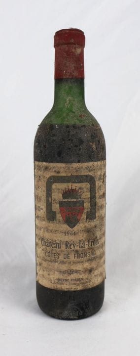 1瓶 1964年份弗龙萨克产区雷拉克鲁瓦酒庄贝恩兄弟酒庄红葡萄酒
（有污渍）