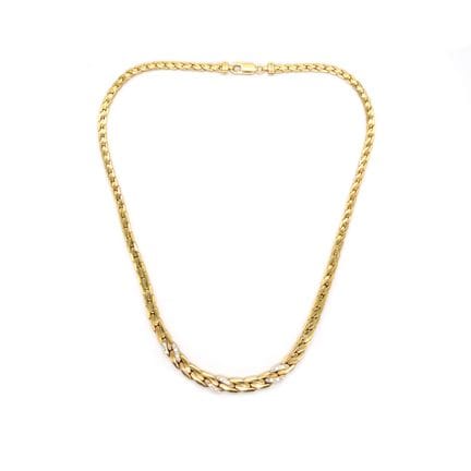 COLLIER à maillons plats en or jaune 18K serti de 