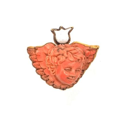 PENDENTIF en or jaune 18K, ornée d'une tête d'ange