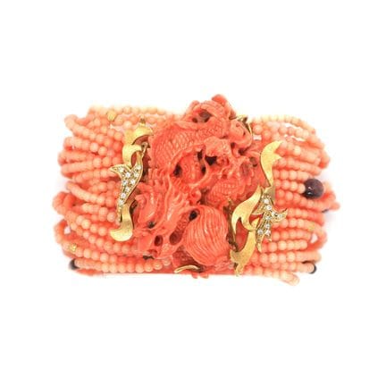 BRACELET multi-rangs de petites perles de corail r