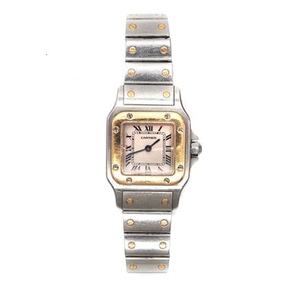 CARTIER. Women’s Santos watch in 18K gold and stee