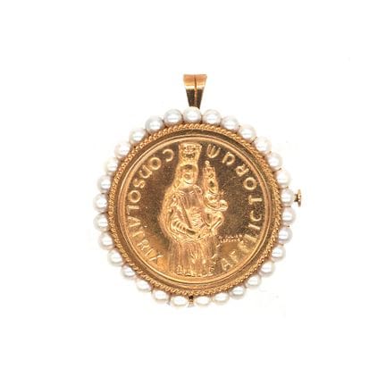 BROCHE aus 18-karätigem Gelbgold, bestehend aus ei
