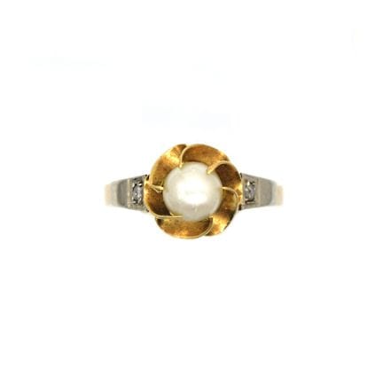 BAGUE en or 18K sertie d'une perle de culture et d