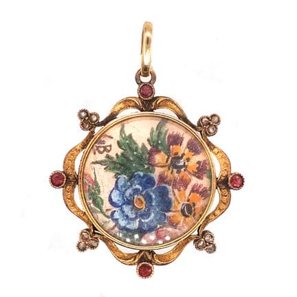 PENDENTIF ancien en or jaune 18K, comportant une p