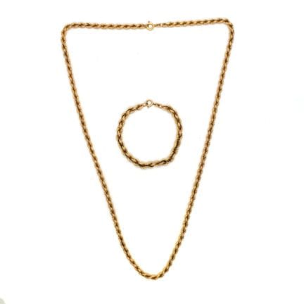 PARURE en or jaune 18K comprenant : un collier tor