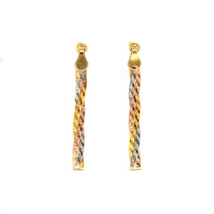 BOUCLES D'OREILLES Pendantes tricolores en or 18K,