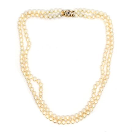 COLLIER de perles de culture à deux rangs, avec un