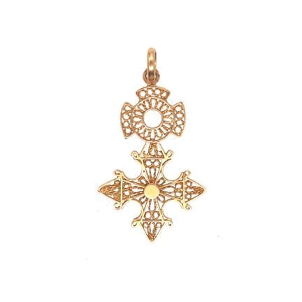 PENDENTIF en or jaune 18K en forme de croix filigr