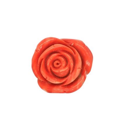 BAGUE en or jaune 18K ornée d'une rose en corail s