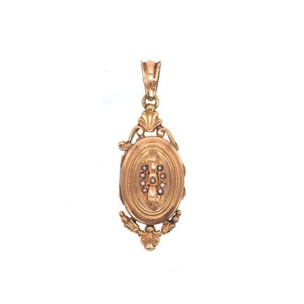 PENDENTIF ancien en or jaune 18K serti de petites 