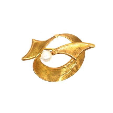 Brosche in Form eines Bandes aus 18 Karat Gelbgold