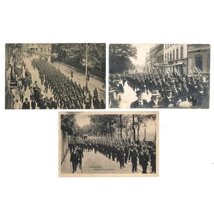 MILITARIA. Riunione di 3 cartoline di sfilate dell