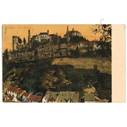 VIANDEN. Carte postale colorisée des Ruines, circu