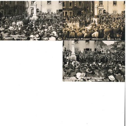 GUERRA I. 3 cartoline fotografiche dell'inaugurazi