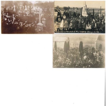 GUERRA I. 3 cartoline fotografiche, sepoltura di u