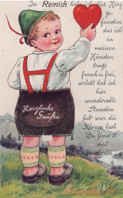REMICH. Carte fantaisie d'un petit Bavarois aimant