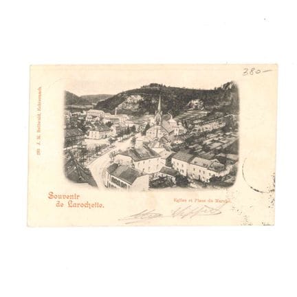 LAROCHETTE. Cartolina postale: Chiesa e Piazza del